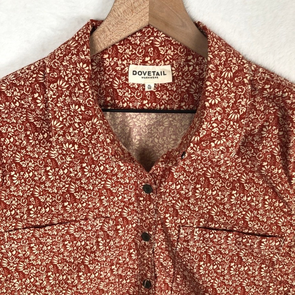 DOVETAIL Workwear Tori Short Sleeve Floral Shirt Women's XL Rust Orange FS3188 - Picture 3 of 9